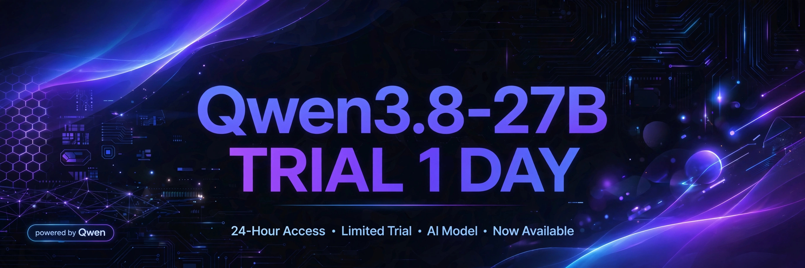 Qwen3.8-27B Trial 1 Day — 24-Hour Access, Limited Trial, AI Model. Powered by Qwen.